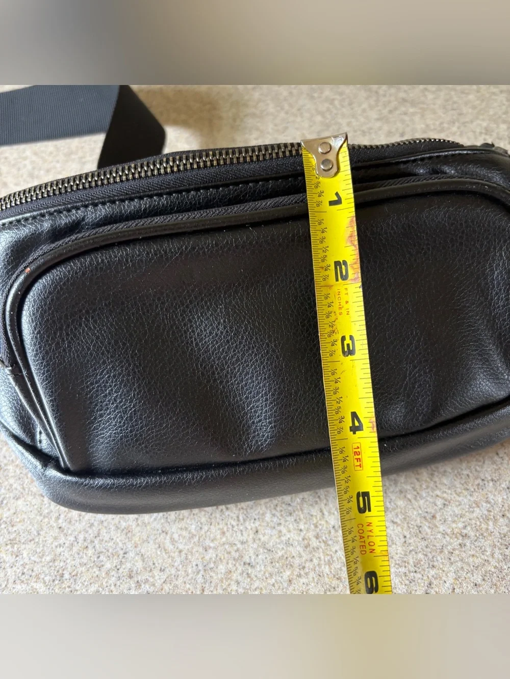 Kibou Diaper Bag Fanny Pack Black Vegan Leather Changing Pad 4 Pockets